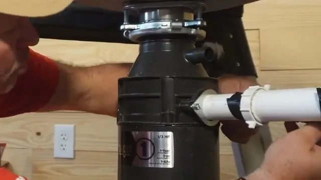 Completed drain connection on a garbage disposal installation