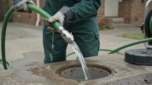 High-pressure spray pattern from a hydro jetting nozzle