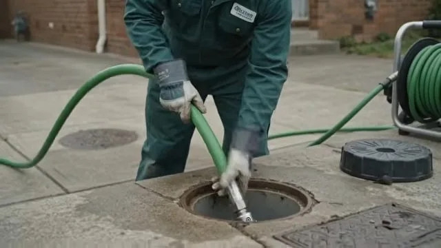 Hydro jet nozzle flushing a clear test section of pipe