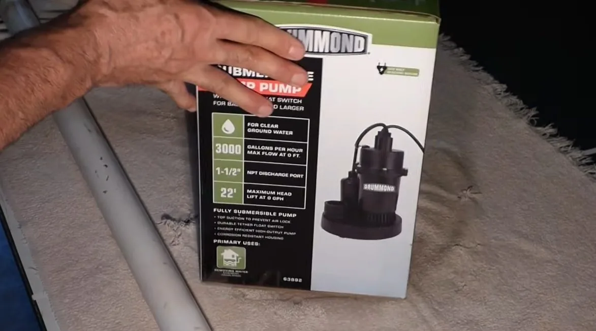 Sump pump kit still in its retail packaging