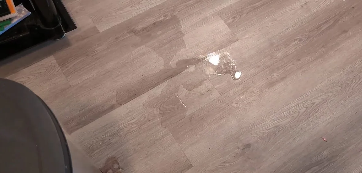Wet tile floor caused by a slab leak tracking up through the flooring